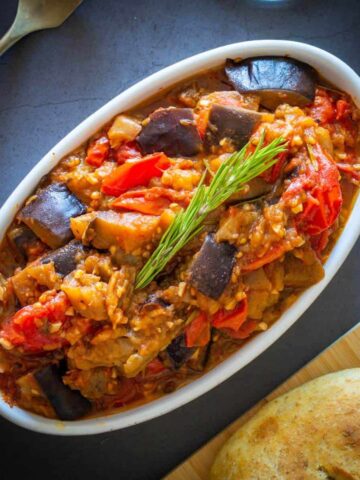 Italian Eggplant stew served
