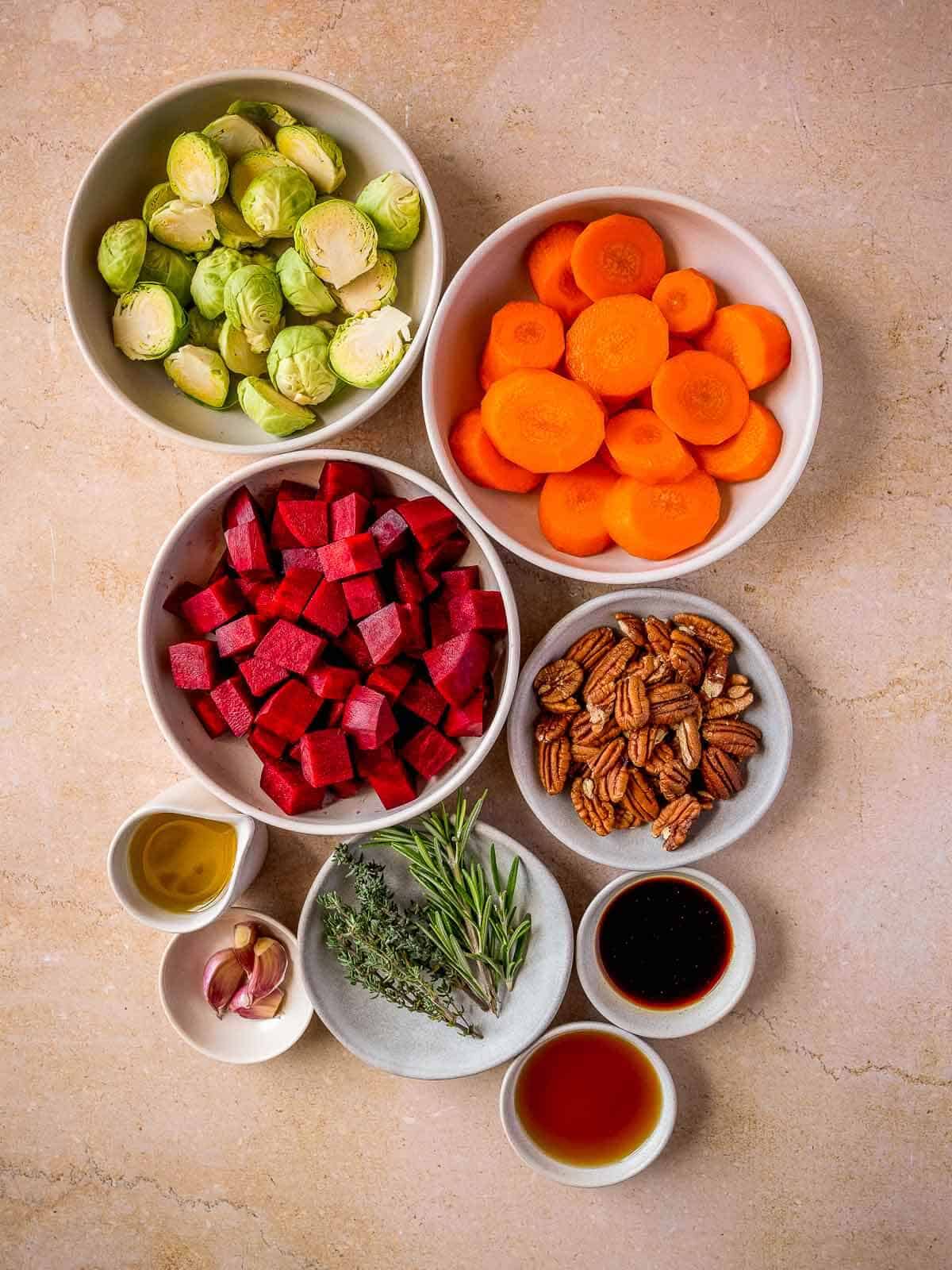 ingredientes para hacer verduras asadas al horno.