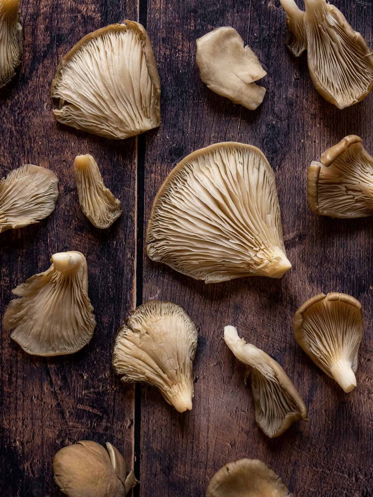 setas de cardo en mesa de madera.