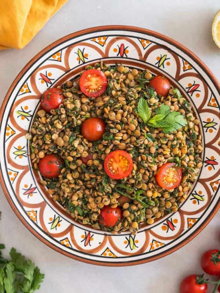 receta de ensalada de lentejas de bote.