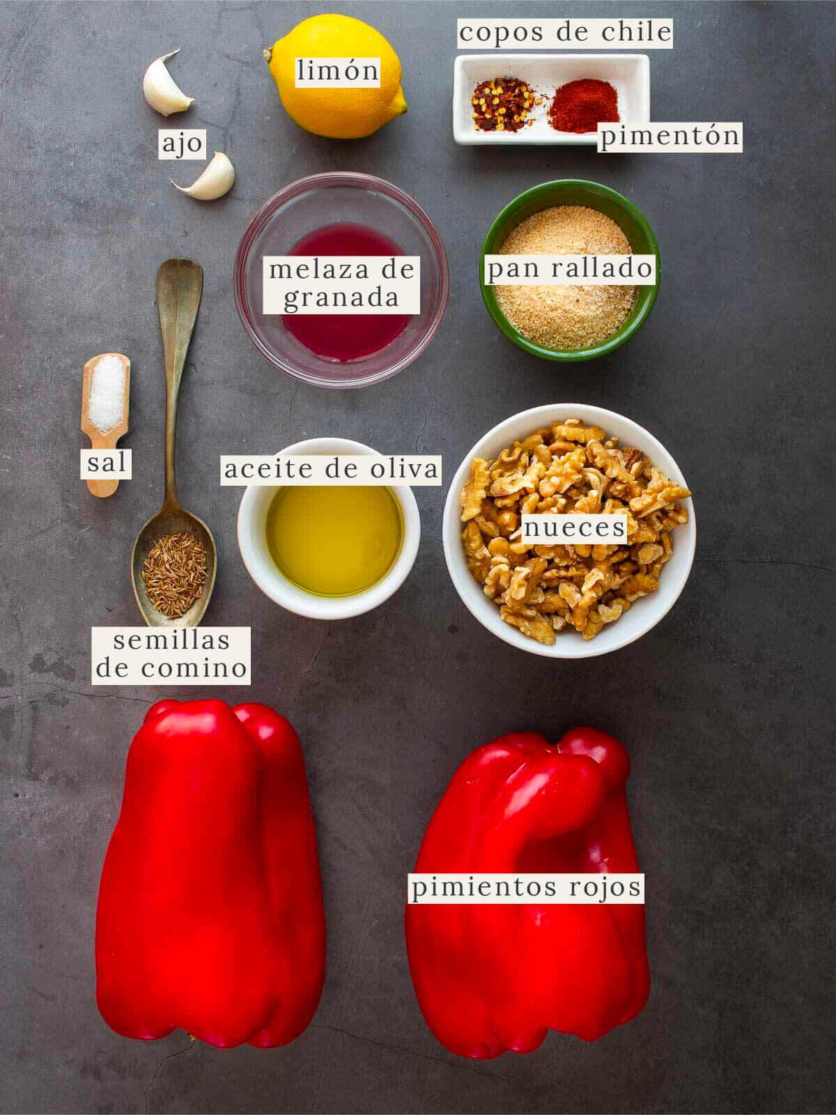 ingredientes para la receta Muhammara dip.