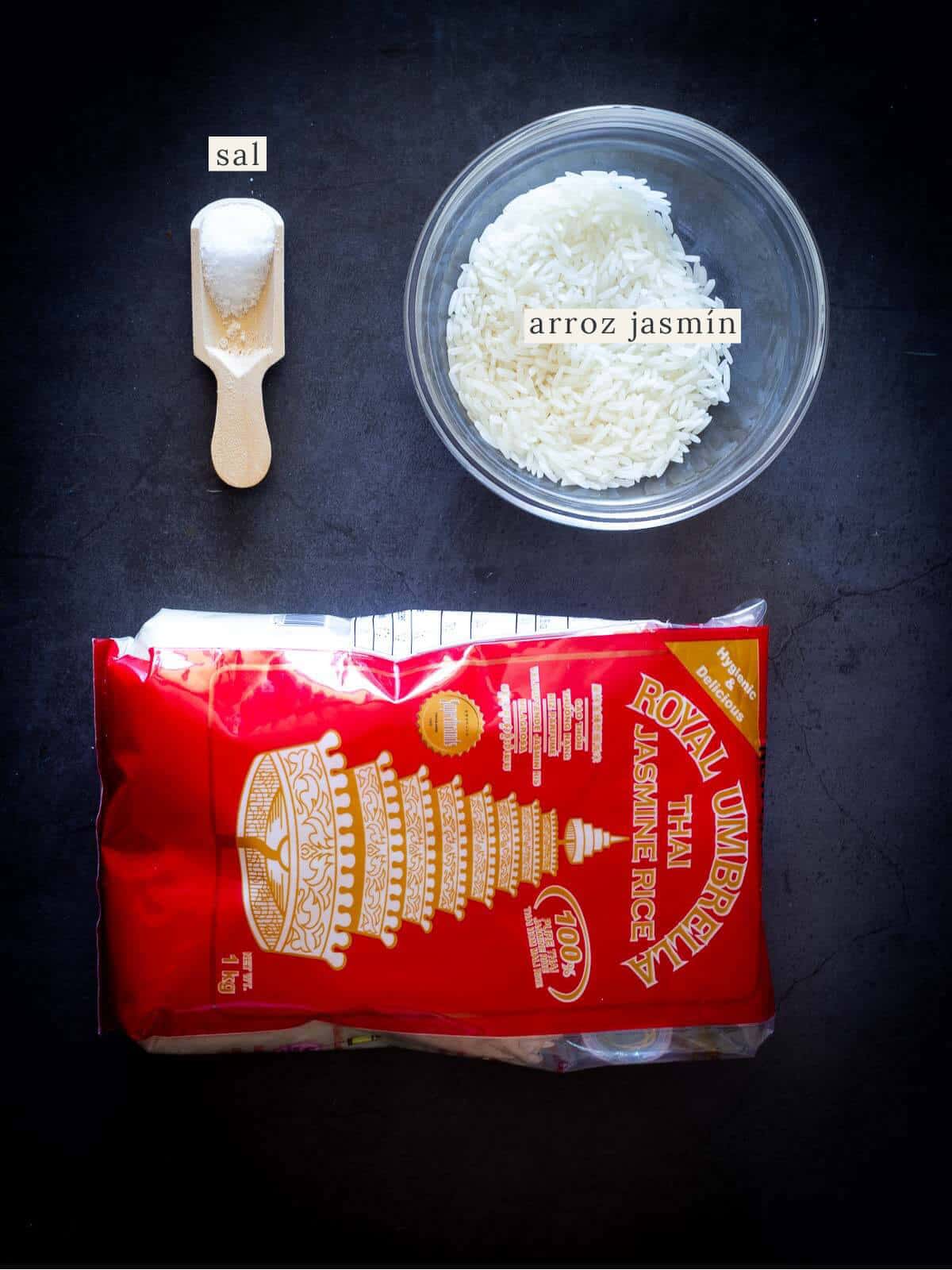 ingredientes para hacer arroz Jazmín.