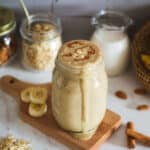 carátula para batido de plátano y avena.