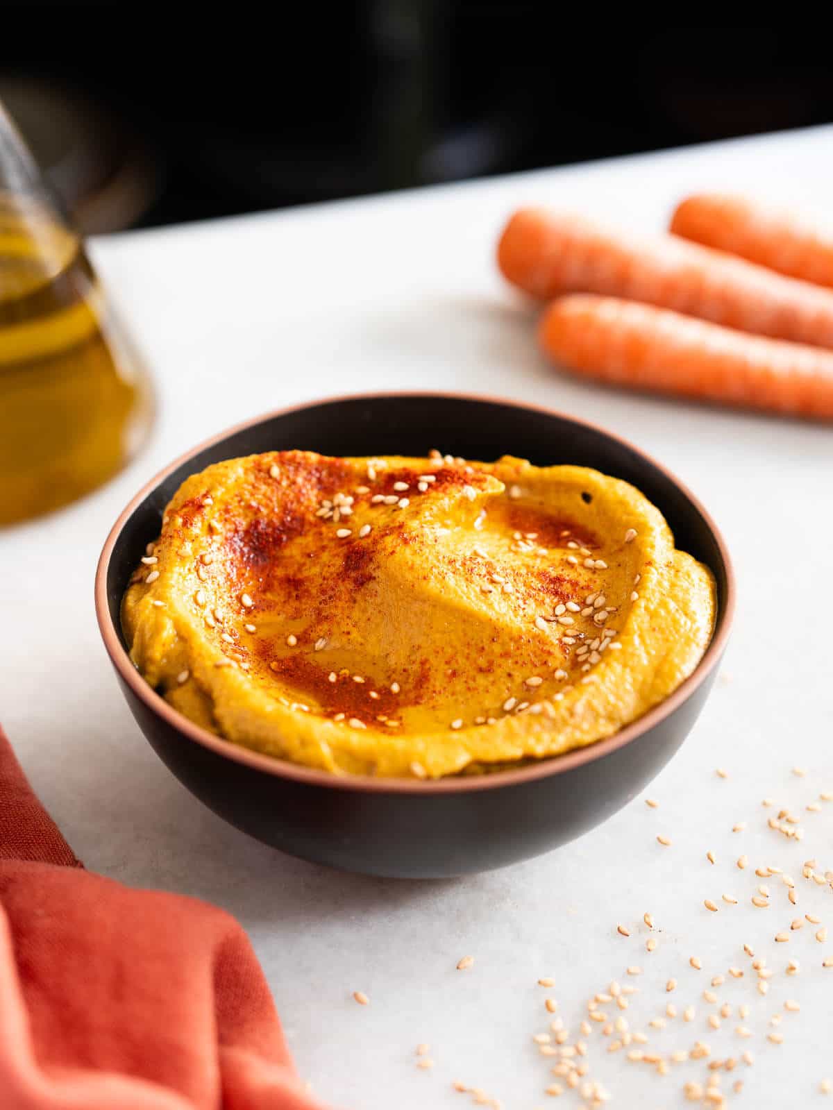 Hummus de zanahoria sin tahini.