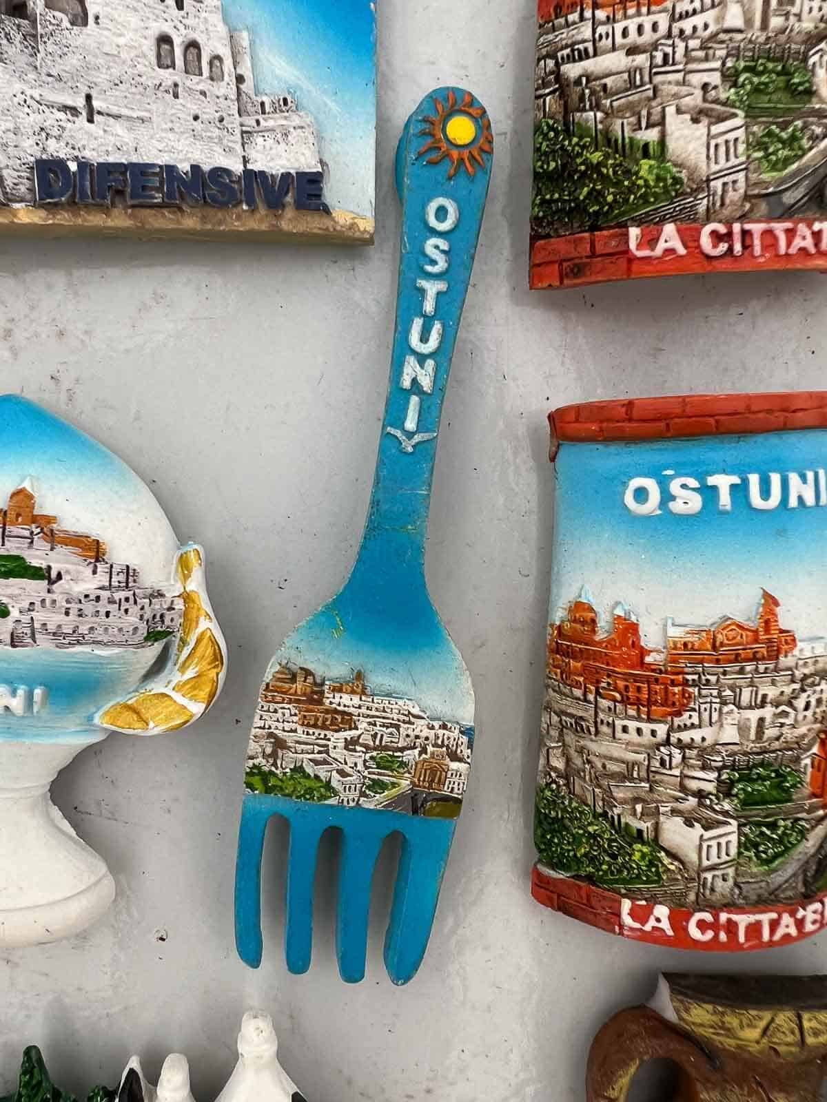 magnets of Ostuni in a shop.